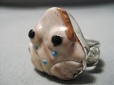 One Of The Best Native American Navajo Turquoise Frog Sterling Silver Ring-Nativo Arts