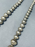 Rare Longer Vintage Native American Navajo Graduated Bead Sterling Silver Necklace-Nativo Arts
