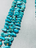 Native American Chunky Vintage Navajo Aqua Turquoise Sterling Silver Heishi Necklace-Nativo Arts