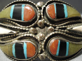 Opulent Vintage Native American Navajo Turquoise Jade Sterling Silver Bracelet Old-Nativo Arts