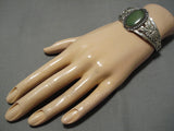 Early 1900's Vintage Native American Navajo Cerrillos Turquoise Sterling Silver Bracelet Old-Nativo Arts