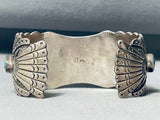 Symbolic Eagle Vintage Native American Navajo Powerful Sterling Silver Turquoise Bracelet-Nativo Arts