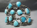One Of The Best Vintage Native American Navajo Coiled Turquoise Sterling Silver Bracelet Old-Nativo Arts