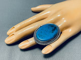 Massive Vintage Native American Navajo Blue Diamond Turquoise Sterling Silver Ring-Nativo Arts