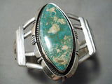 Dramatic Vintage Native American Navajo Damale Turquoise Sterling Silver Bracelet Old-Nativo Arts