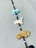 Native American Sturdy Hand Carved Turquoise Fetish Sterling Silver Animal Necklace-Nativo Arts