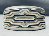 Important Vintage Native American Navajo Dan Jackson Sterling Silver Hand Carved Bracelet-Nativo Arts