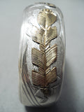 Signed Native American Navajo Sterling Silver 12k Gold Filled Sotryteller Bracelet-Nativo Arts