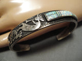 Native American Detailed!! Vintage Kokopelli Opal Inlay Sterling Silver Bracelet Old-Nativo Arts