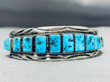 Amazing Vintage Native American Navajo Morenci Turquoise Sterling Silver Bracelet Thomas Tso-Nativo Arts