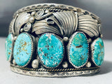 Rare Vintage Native American Navajo Signed 6 Royston Turquoise Sterling Silver Bracelet-Nativo Arts