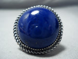 Astounding Vintage Navajo Lapis Sterling Silver Ring Native American-Nativo Arts