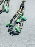 Outstanding Vintage Native American Navajo Royston Turquoise 6 Strand Sterling Silver Earrings-Nativo Arts