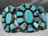 Best Vintage Native American Navajo Squared Turquoise Satellite Sterling Silver Bracelet Old-Nativo Arts