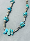 Wonderful Vintage Native American Navajo Kingman Turquoise Sterling Silver Necklace-Nativo Arts
