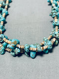 Magnificent Vintage Native American Navajo Kingman Turquoise Sterling Silver Necklace-Nativo Arts