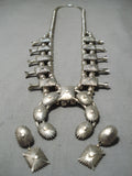 Stunning Vintage Native American Navajo Squash Sterling Silver Blossom Necklace-Nativo Arts