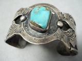 Superior Vintage Native American Navajo Turquoise Sterling Silver Patina Bracelet-Nativo Arts