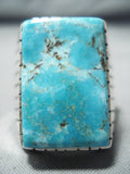 Impressive Navajo Native American Old Kingman Turquoise Sterling Silver Ring-Nativo Arts