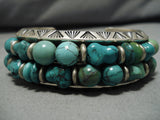 Amazing Vintage Native American Navajo Green Turquoise Sterling Silver Bracelet Old-Nativo Arts