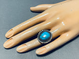 Impressive Vintage Native American Navajo Turquoise Dome Sterling Silver Ring-Nativo Arts