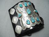 Tremendous Vintage Native American Navajo 9 Kingman Turquoise Sterling Silver Bowguard-Nativo Arts