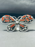 Native American Danny Brown Massive Butterfly Coral Sterling Silver Ring-Nativo Arts