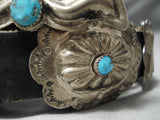 Amazing Vintage Navajo Old Kingman Turquoise Sterling Silver Concho Belt Native American-Nativo Arts
