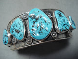 Dramatic Chee Vintage Native American Navajo Sleeping Beauty Turquoise Sterling Silver Bracelet-Nativo Arts