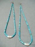 Very Rare Longer Vintage Native American Navajo Turquoise Heishi Jacla Earrings-Nativo Arts