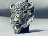 Jake Francosa San Felipe Sterling Silver Buffalo Ring-Nativo Arts