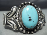 Advanced Work Vintage Native American Navajo Domed Turquoise Sterling Silver Bracelet Cuff-Nativo Arts