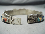 Ted Goodluck Important Vintage Native American Navajo Turquoise Sterling Silver Bracelet-Nativo Arts