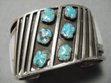 Native American Important Huge Heavy Vintage Zuni Turquoise Sterling Silver Inlay Bracelet-Nativo Arts