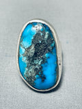 Rare Turquoise Vintage Native American Navajo Sterling Silver Chunky Ring-Nativo Arts