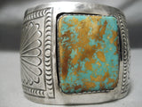 Best Vintage Native American Navajo Squared Royston Turquoise Sterling Silver Bracelet Old-Nativo Arts