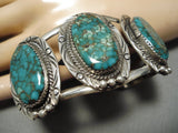 Museum Quality Vintage Native American Navajo Spiderweb Turquoise Sterling Silver Bracelet Old-Nativo Arts