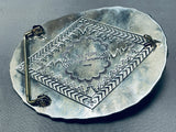 164 Grams Native American Sterling Silver Buffalo Turquoise Buckle-Nativo Arts