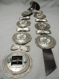 Colossal Vintage Native American Navajo Hand Tooled Sterling Silver Turquoise Concho Belt Old-Nativo Arts