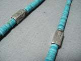 Native American Breathtaking Vintage Santo Domingo Turquoise Sterling Silver Necklace Old-Nativo Arts
