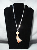 Unique Navajo Native American Spiny Oyster Sterling Silver Kokopelli Necklace-Nativo Arts