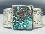 Heavy Native American Navajo Spiderweb Turquoise Sterling Silver Bracelet-Nativo Arts