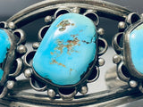 Flowers Of Turquoise Chunk Vintage Native American Navajo Sterling Silver Bracelet-Nativo Arts