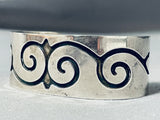 Waving Swirl Vintage Native American Navajo Hand Tooled Sterling Silver Bracelet-Nativo Arts