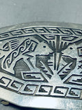 Spectacular Vintage Native American Hopi Handcarved Silver Bears Sterling Silver Buckle-Nativo Arts