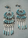 Exquisite Zuni Turquoise Sterling Silver Earrings Native American-Nativo Arts
