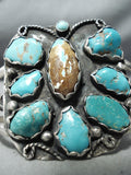 Chunky Huge Vintage Native American Navajo #8 Turquoise Sterling Silver Bracelet Cuff Old-Nativo Arts