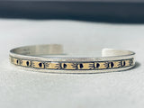 Exceptional Native American Navajo Signed 14k Gold Tracks Sterling Silver Bracelet-Nativo Arts