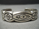 Best Hand Tooled Vintage Native American Navajo Oscar Alexius Sterling Silver Heavy Bracelet-Nativo Arts