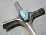 Beautiful Vintage Native American Navajo Blue Diamond Sterling Silver Cross Pendant Old-Nativo Arts